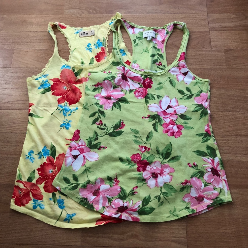 Hollister Yellow Floral Cotton Racerback Tank - Picture 4 of 4